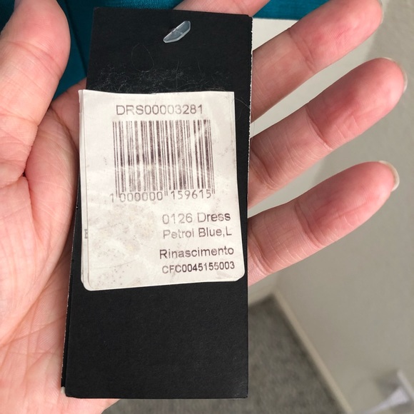 NWT Italian Rinascimento Dolce Vita Dress Petrol Blue w/ Attached Scarf Large - Picture 10 of 11